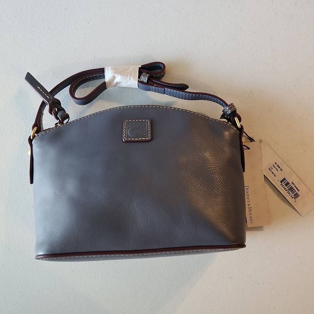 New Dooney n Bourke Florentine Leather Suki Crossbody in Steel Blue